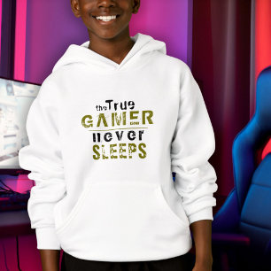 True Gamer Never Sleeps Funny Typography Gamer 