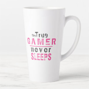 True Gamer Never Sleeps Pink Girl Gamer  Latte Mug