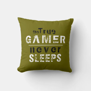 True Gamer Never Sleeps Typography Gamer  Cushion