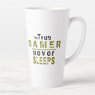 True Gamer Never Sleeps Typography Gamer  Latte Mug