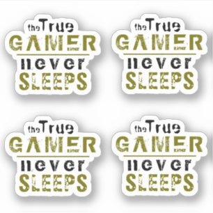 True Gamer Never Sleeps Typography Gamer Sticker