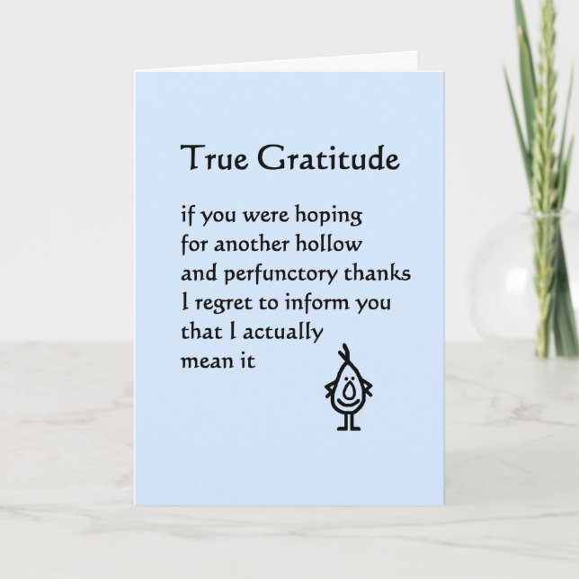 True Gratitude - a funny thank you poem (Front)