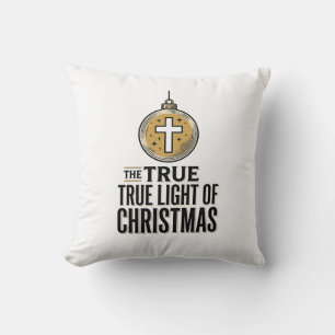 True Light of Christmas Vintage Christian Ornament Cushion