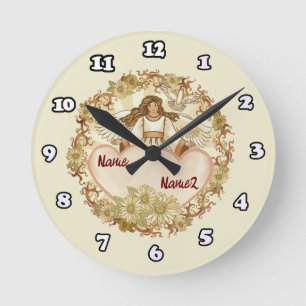 True Love Angel Round Clock