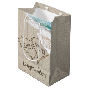 True Love Beach Hearts with Names Medium Gift Bag