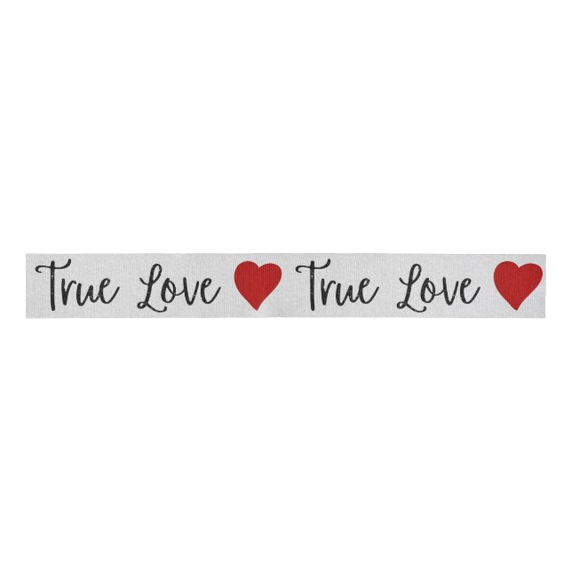 True Love Black Glitter Valentine's Grosgrain Ribbon (Front)