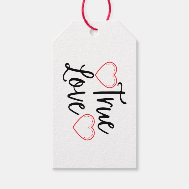True Love Black Valentine's Gift Tags (Front)