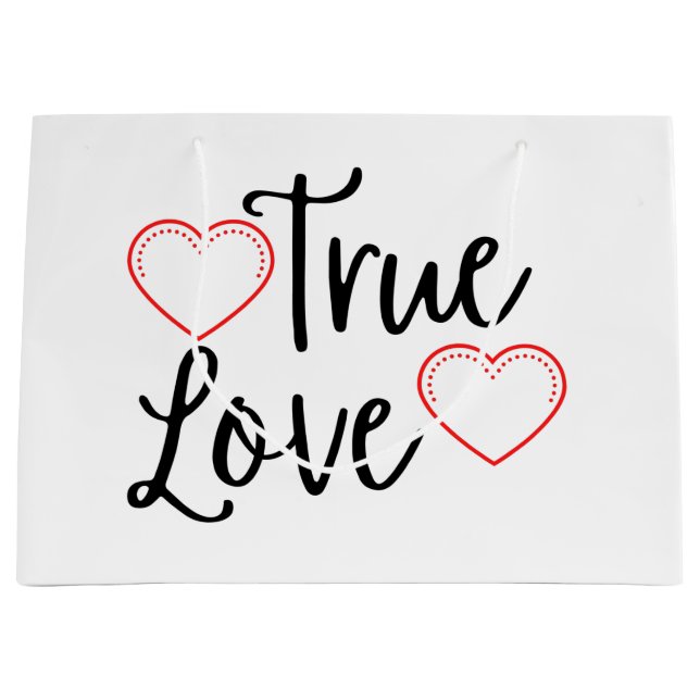 True Love Black Valentine's Large Gift Bag (Front)