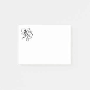 True Love Black & White Typography Wedding Bridal Post-it Notes