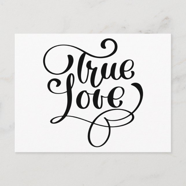 True Love Black & White Typography Wedding Bridal Postcard (Front)