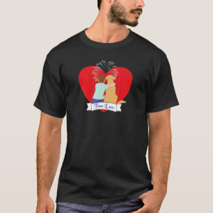 True Love Boy With Dog Watching Fireworks T-Shirt