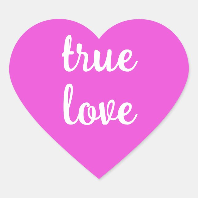 True Love Bright Pink Heart Stickers (Front)