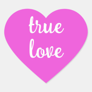 True Love Bright Pink Heart Stickers
