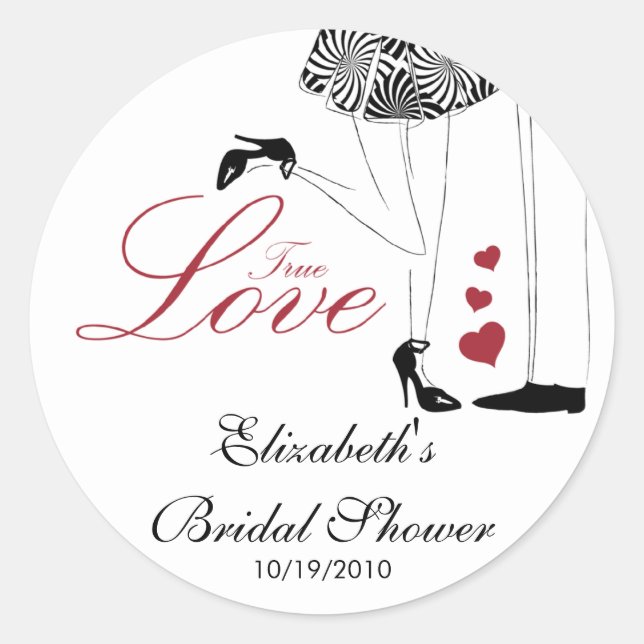 True Love Couple Bridal Shower Sticker (Front)