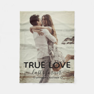 True Love Couple Photo Engagement Gift  Fleece Blanket