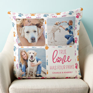 True Love Customised Pet Dog Lover 4 Photo Collage Cushion