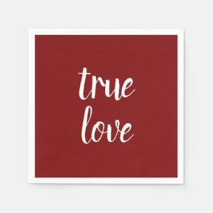 "True Love" Deep Red Paper Napkins