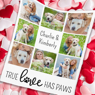 True Love Dog Lover Customised Pet 8 Photo Collage Fleece Blanket