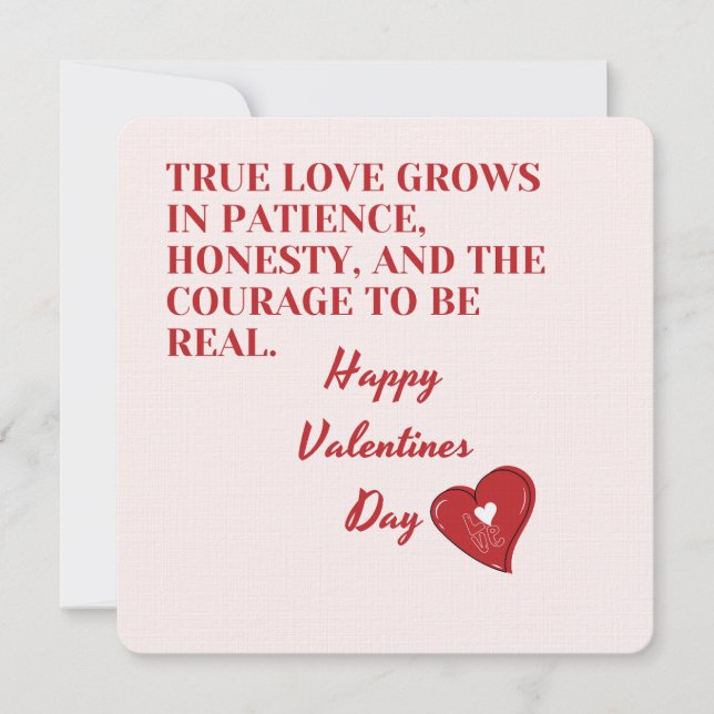 True Love Grows Quote Minimalist Valentine's Day C Holiday Card (Front)
