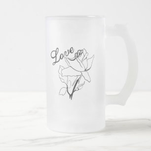 True Love Heart Roses Valentine's Day Sweetest Frosted Glass Beer Mug