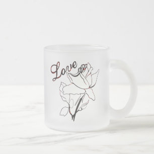True Love Heart Roses Valentine's Day Sweetest Frosted Glass Coffee Mug