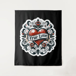 True Love Heart Tattoo Look Artistic  Tapestry