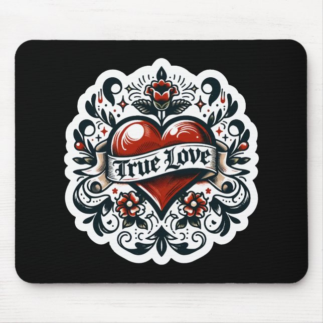 True Love Heart Tattoo Sticker Style Artistic  Mouse Mat (Front)