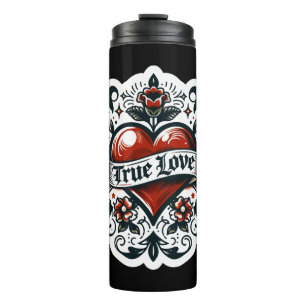 True Love Heart Tattoo Sticker Style Artistic Thermal Tumbler