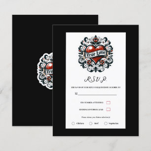 True Love Heart Tattoo Sticker Wedding RSVP Invitation