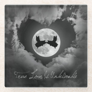 True Love Is Unbelievable-Flying Pigs Kissing Glass Coaster