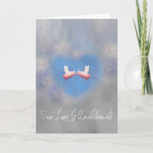True Love is Unbelievable-Flying pigs kissing Holiday Card