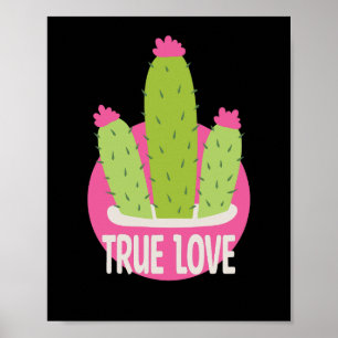True love Kawaii cactus green and pink  Poster