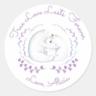 True Love Lasts Forever Polar Bear Valentines Day Classic Round Sticker