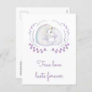True Love Lasts Forever Polar Bear Valentines Day Holiday Postcard