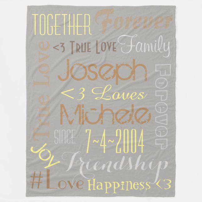 True Love Names and Date Blanket Personalised (Front)