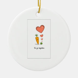 true love, peas and carrots ceramic tree decoration