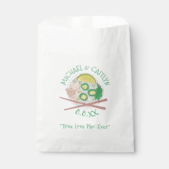 True Love Pho-Ever Vietnamese Soup Wedding Foodie Favour Bags (Front)