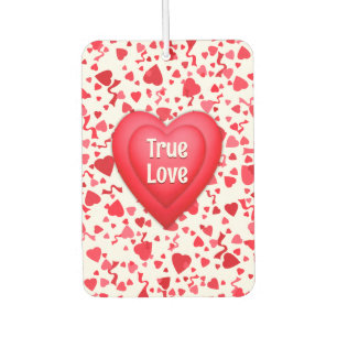 True Love Red Confetti Hearts Personalised Car Air Freshener