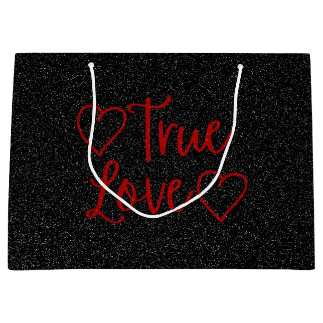 True Love Red Glitter Valentine's Large Gift Bag (Front)