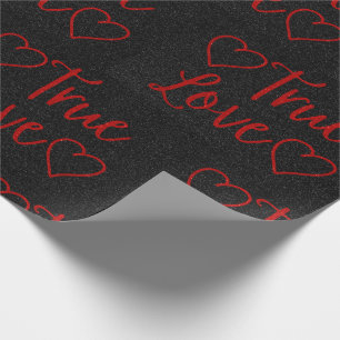 True Love Red Glitter Valentine's Wrapping Paper
