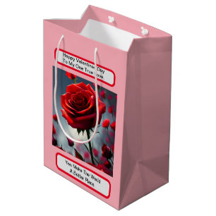 True Love Red Rose, Valentines Day Medium Gift Bag