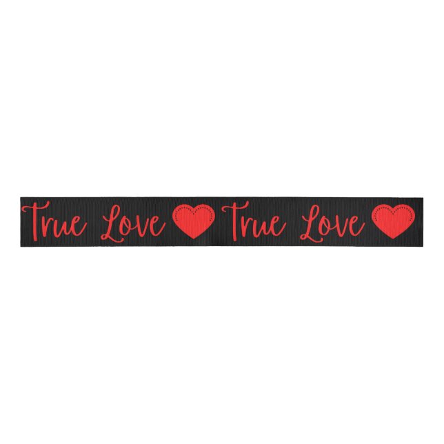 True Love Red Valentine's Grosgrain Ribbon (Front)