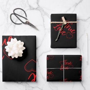 True Love Red Valentine's Wrapping Paper Sheet