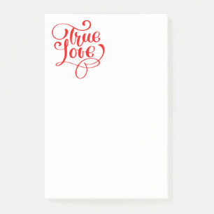 True Love Red & White Typography Wedding Bridal Post-it Notes