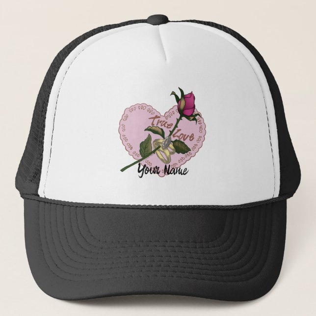 True Love Rings Rose wedding  hat (Front)