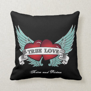 True Love Rockabilly Winged Heart Cushion