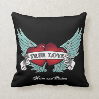 True Love Rockabilly Winged Heart Cushion