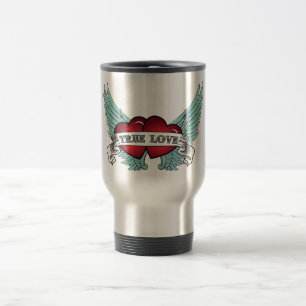 True Love Rockabilly Winged Heart Travel Mug
