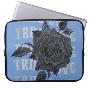 True Love Rose Romantic Valentine's Day B&W Laptop Sleeve