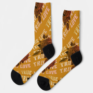 True Love Rose Romantic Valentine's Day B&W Socks